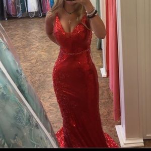 Red Ellie Wilde Prom Dress